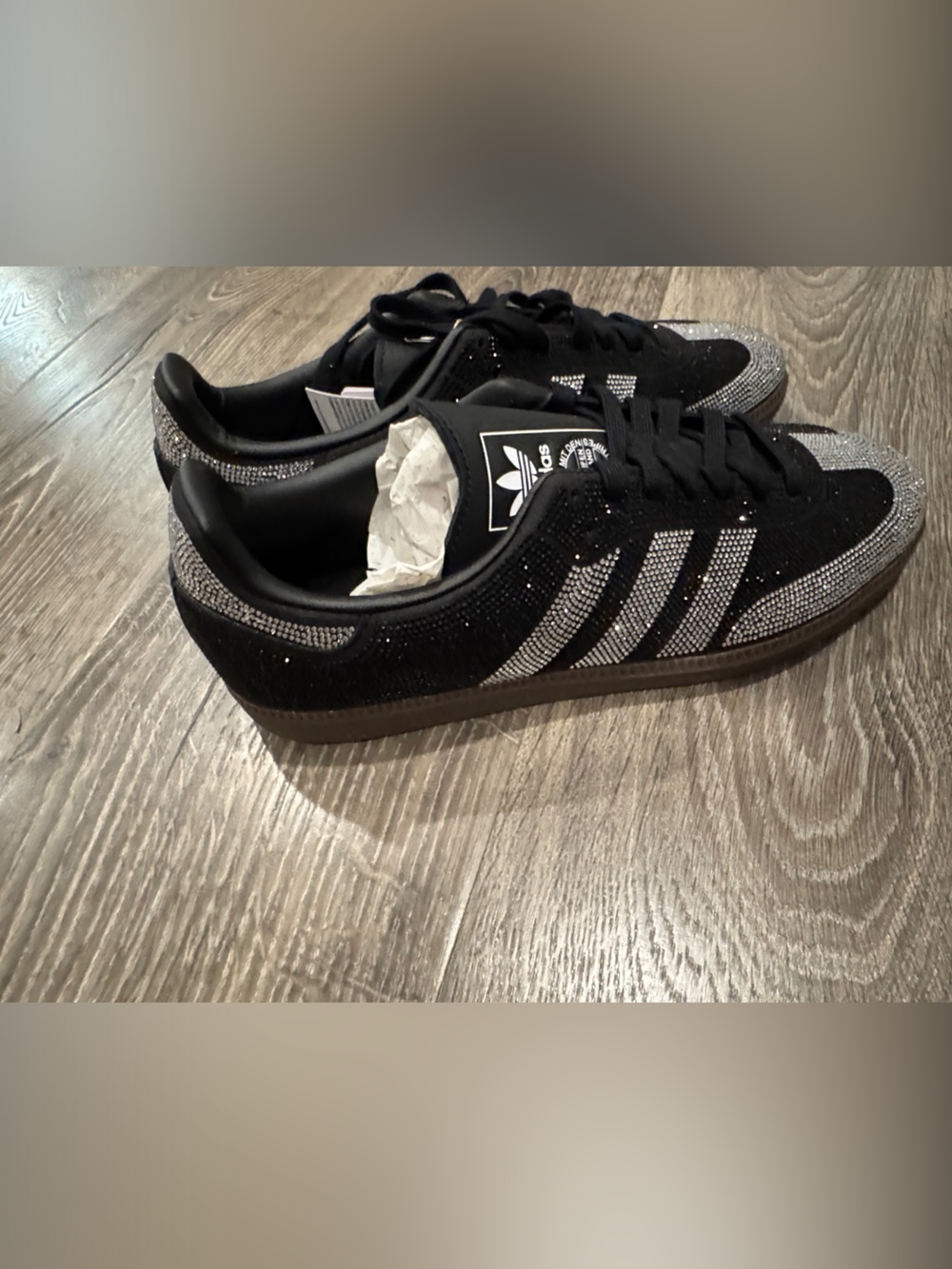 adidas Kids Black & Silver Sparkle Three-Stripe Sneakers